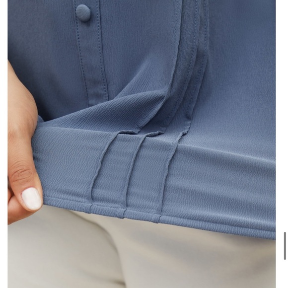 BloomChic Stone Stretchy Woven Pleated Button Detail Cap Sleeve Blouse 3XL us22 - Picture 6 of 9